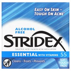 Stridex, Single-Step Acne Control, не содержащие спирта, 55 мягких салфеток, SDX-06555